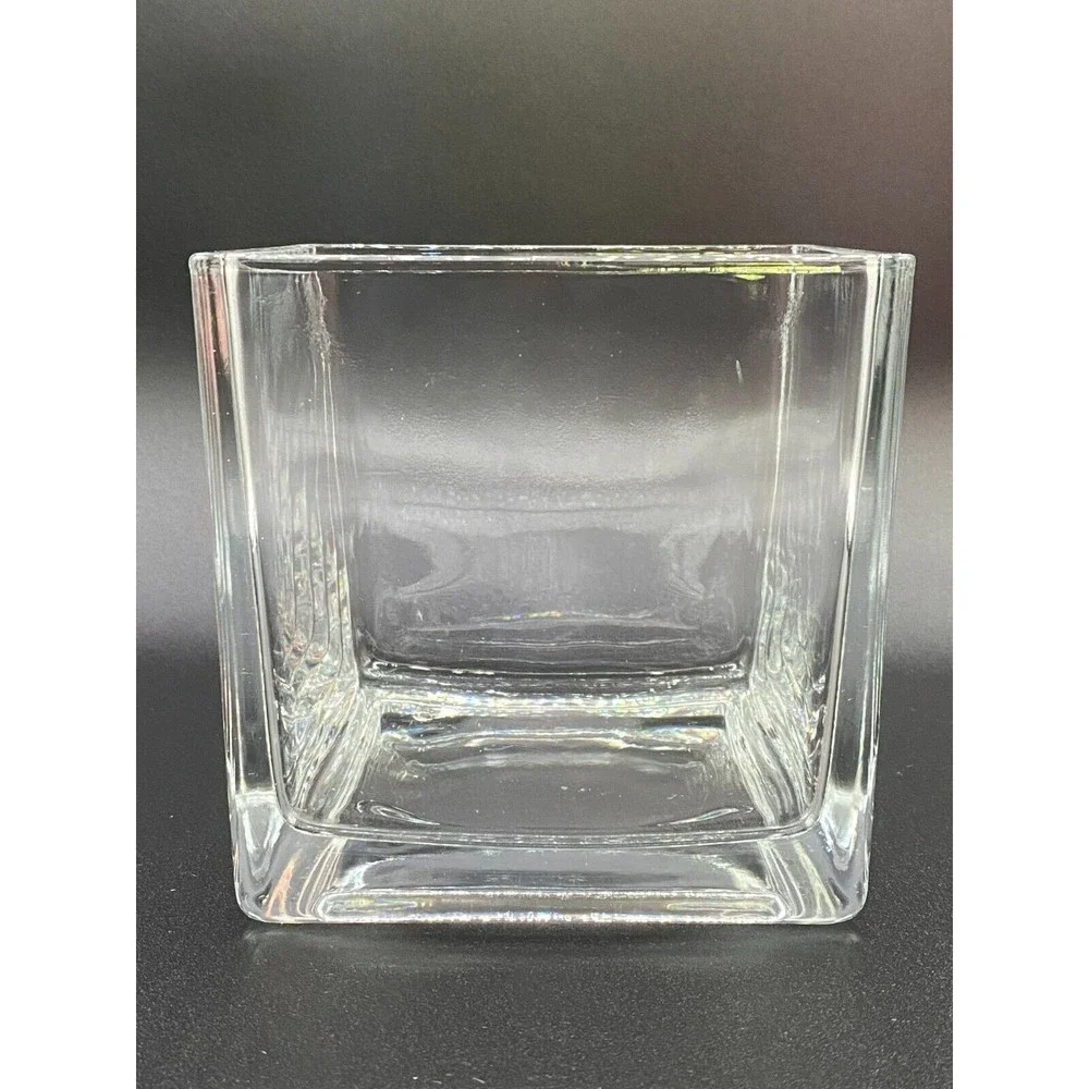 Clear Glass Cube Vase 5
